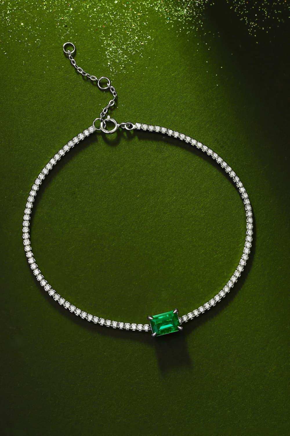 1 Carat Lab-Grown Emerald Bracelet - Trendsi - Flyclothing LLC