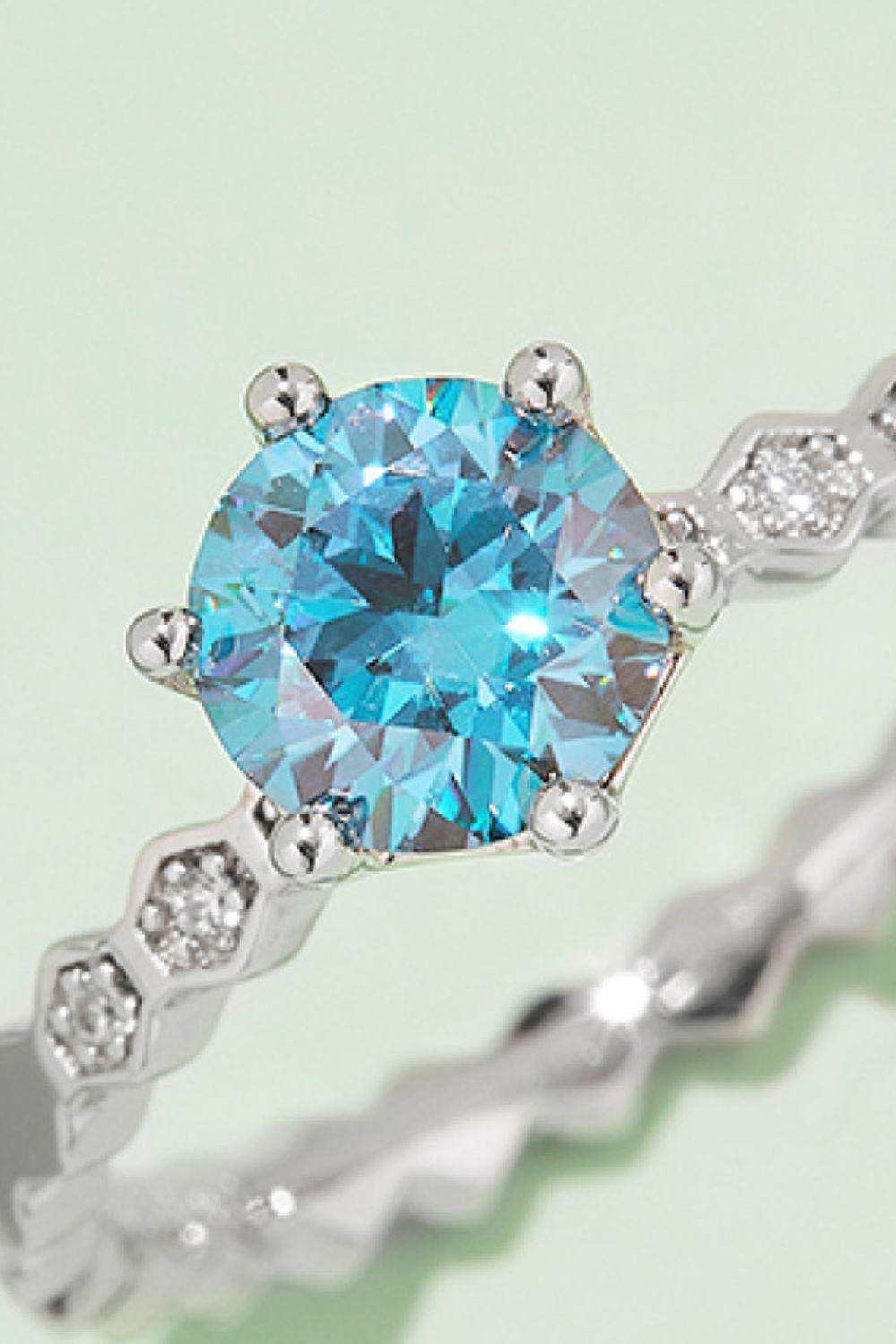 1 Carat Moissanite 6-Prong 925 Sterling Silver Ring - Trendsi - Flyclothing LLC