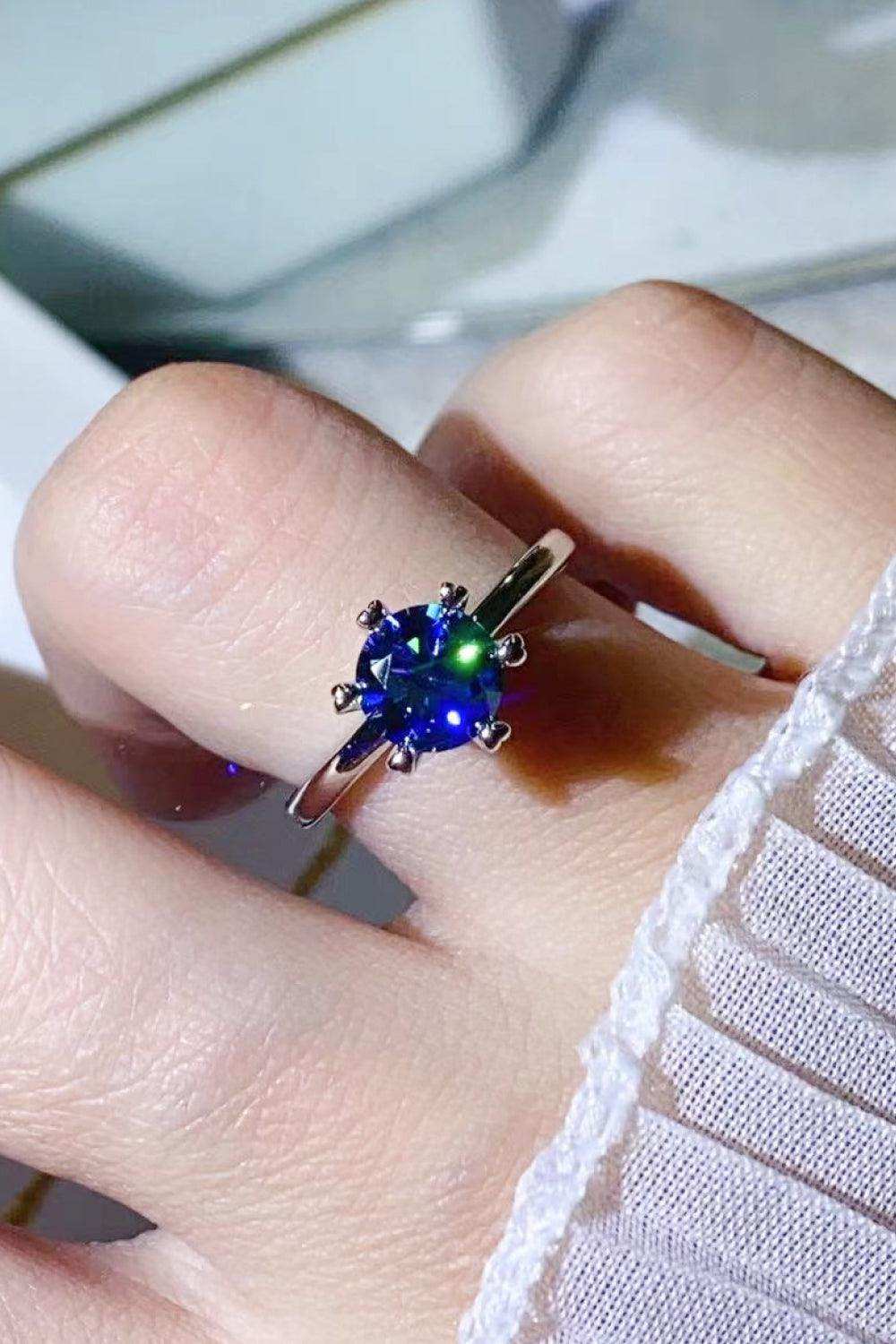 1 Carat Moissanite 6-Prong Solitaire Ring - Trendsi - Flyclothing LLC