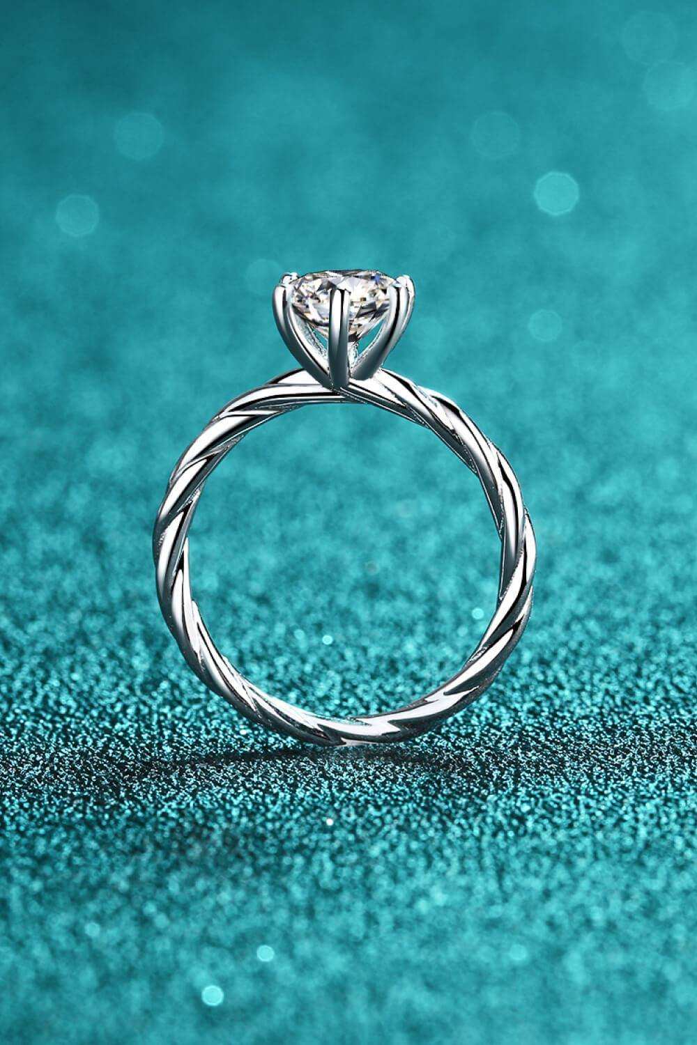 1 Carat Moissanite 6-Prong Twisted Ring - Trendsi - Flyclothing LLC
