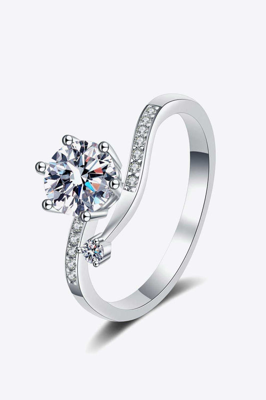 1 Carat Moissanite 925 Sterling Silver Bypass Ring - Trendsi - Flyclothing LLC