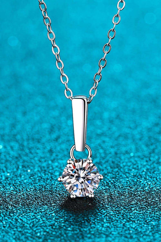 1 Carat Moissanite 925 Sterling Silver Chain-Link Necklace - Trendsi - Flyclothing LLC