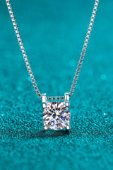 1 Carat Moissanite 925 Sterling Silver Chain Necklace - Trendsi