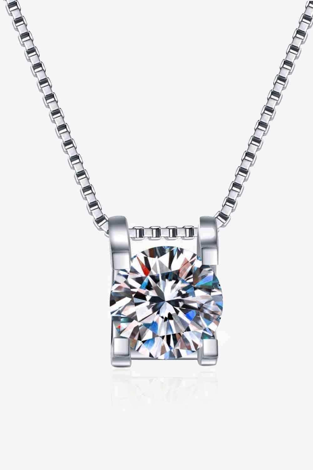 1 Carat Moissanite 925 Sterling Silver Chain Necklace - Trendsi - Flyclothing LLC