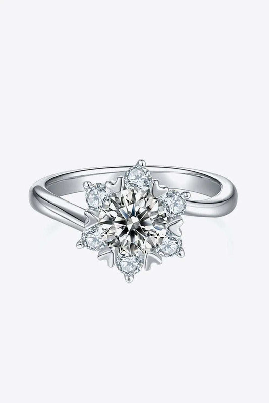 1 Carat Moissanite 925 Sterling Silver Cluster Ring - Trendsi - Flyclothing LLC