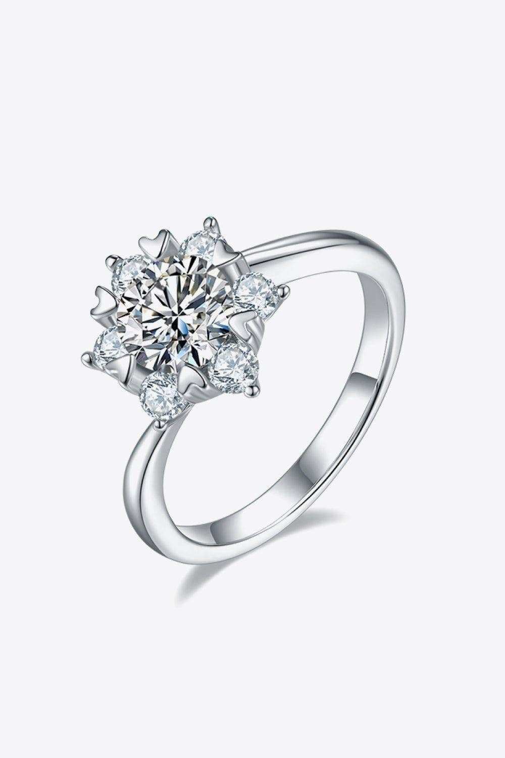 1 Carat Moissanite 925 Sterling Silver Cluster Ring - Trendsi - Flyclothing LLC