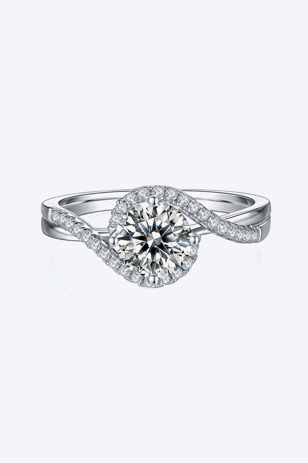 1 Carat Moissanite 925 Sterling Silver Crisscross Ring - Trendsi - Flyclothing LLC