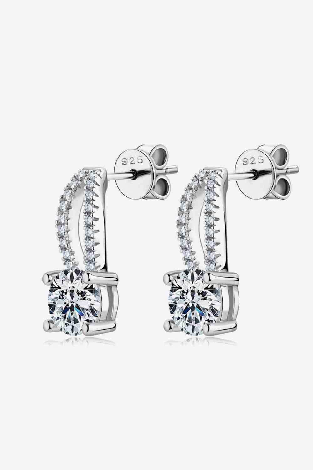 1 Carat Moissanite 925 Sterling Silver Earrings - Trendsi - Flyclothing LLC