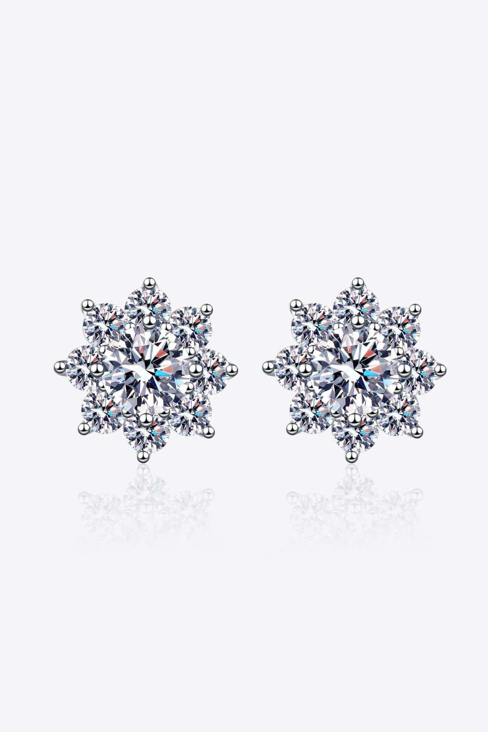 1 Carat Moissanite 925 Sterling Silver Flower Earrings - Trendsi - Flyclothing LLC