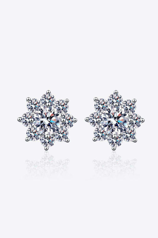 1 Carat Moissanite 925 Sterling Silver Flower Earrings - Trendsi - Flyclothing LLC
