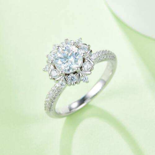 1 Carat Moissanite 925 Sterling Silver Flower Shape Ring - Trendsi - Flyclothing LLC