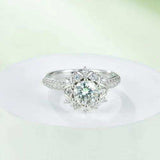 1 Carat Moissanite 925 Sterling Silver Flower Shape Ring - Trendsi - Flyclothing LLC