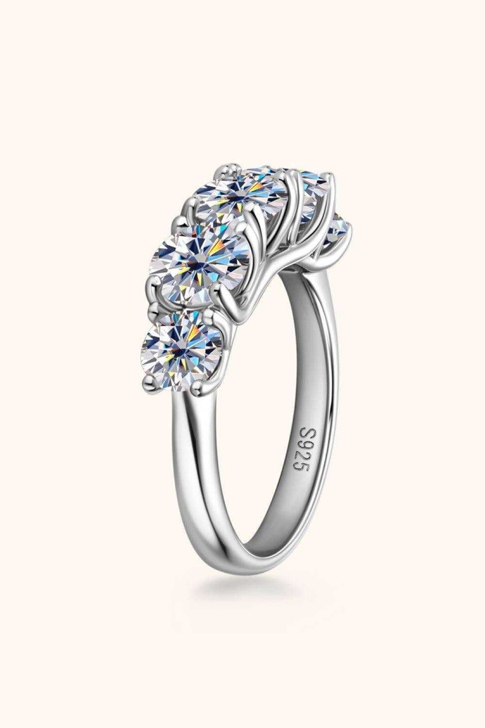 1 Carat Moissanite 925 Sterling Silver Half-Eternity Ring - Trendsi - Flyclothing LLC