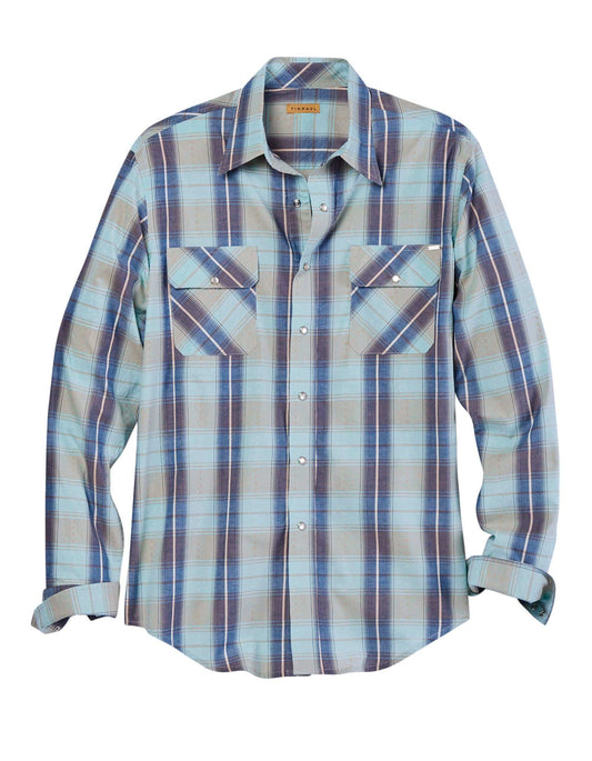 Tin Haul Mens Long Sleeve Snap Vintage Dobby Plaid Western Shirt - TIN HAUL - Flyclothing LLC