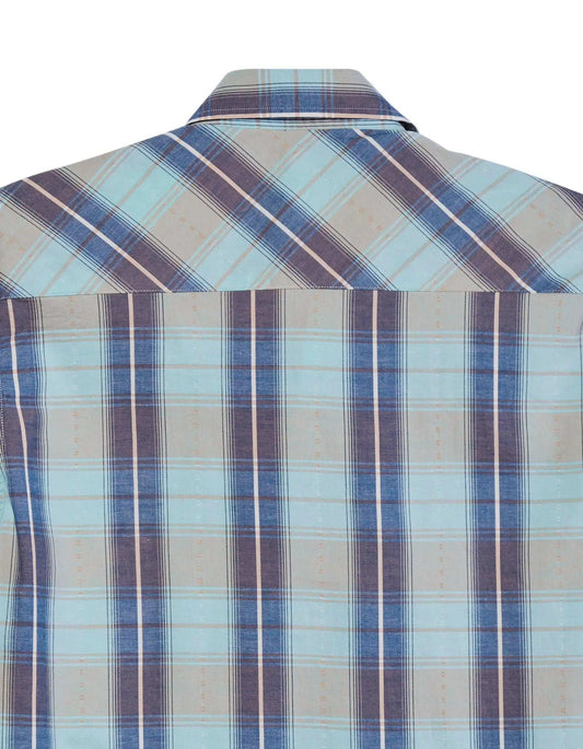 Tin Haul Mens Long Sleeve Snap Vintage Dobby Plaid Western Shirt - TIN HAUL - Flyclothing LLC