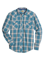 Mens Long Sleeve Snap Windowpane Dobby Western Shirt