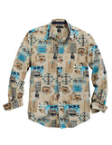Tin Haul Mens Long Sleeve Snap Tin Haul Tiki Western Shirt - TIN HAUL - Flyclothing LLC