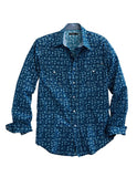 Tin Haul Mens Long Sleeve Snap Indigo Aztec Print Western Shirt - TIN HAUL - Flyclothing LLC