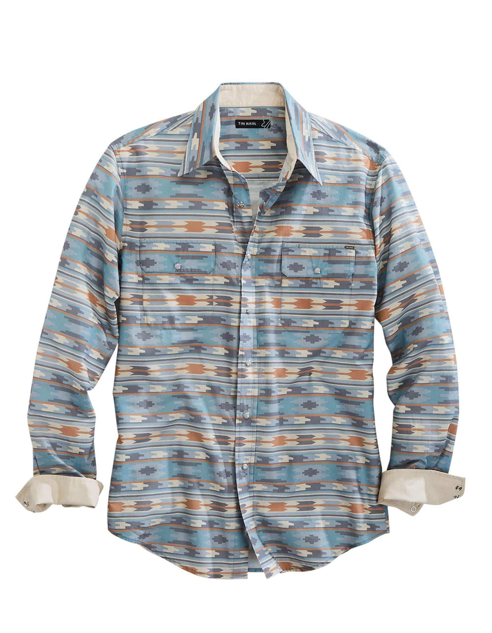 Tin Haul Mens Long Sleeve Snap Ghost Aztec Western Shirt - Tin Haul - Flyclothing LLC