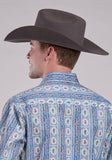 Mens Long Sleeve Snap Vintage Wallpaper Print Western Shirt