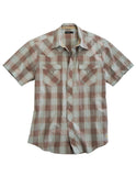 Tin Haul Mens Short Sleeve Snap Sand Check Dobby Western Shirt - TIN HAUL - Flyclothing LLC