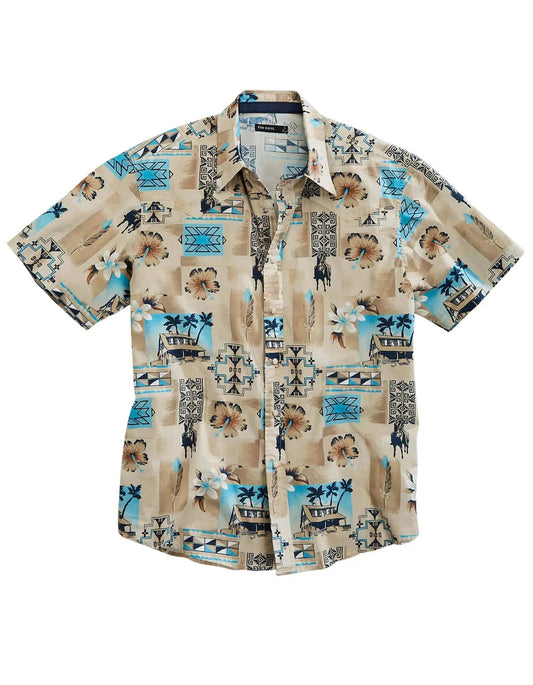 Tin Haul Mens Short Sleeve Snap Tin Haul Tiki Western Shirt - TIN HAUL - Flyclothing LLC