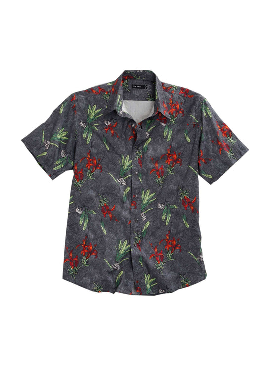 Tin Haul Mens Tropical Print Short Sleeve Western Snap Shirt - Tin Haul - Flyclothing LLC