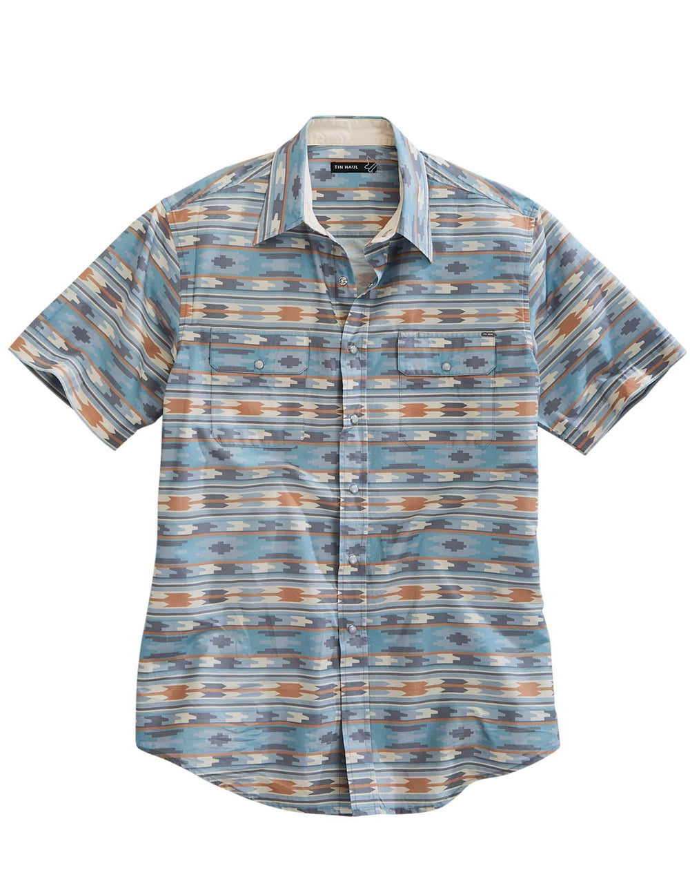 Tin Haul Mens Short Sleeve Snap Ghost Aztec Western Shirt - TIN HAUL - Flyclothing LLC