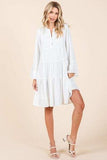 Mittoshop Tiered Notched Flare Sleeve Dress - Trendsi - Flyclothing LLC