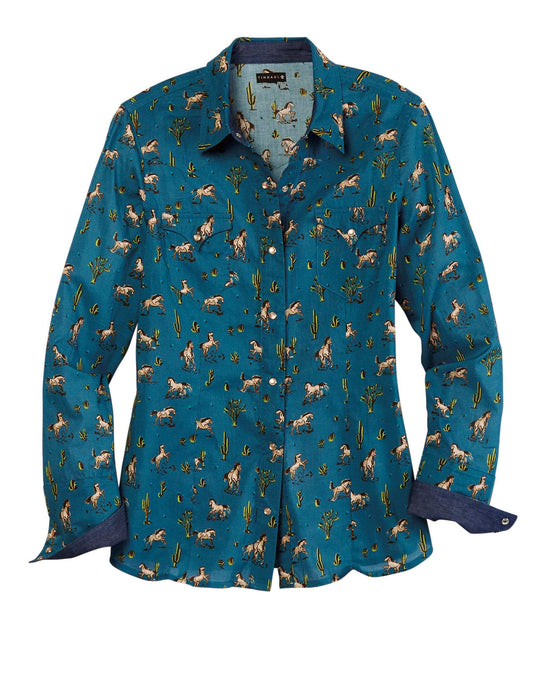 Tin Haul Womens Long Sleeve Snap Kickin Up Dust Print Western Shirt - TIN HAUL - Flyclothing LLC