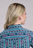 Tin Haul Womens Long Sleeve Snap Vertical Aztec Stripe Western Shirt