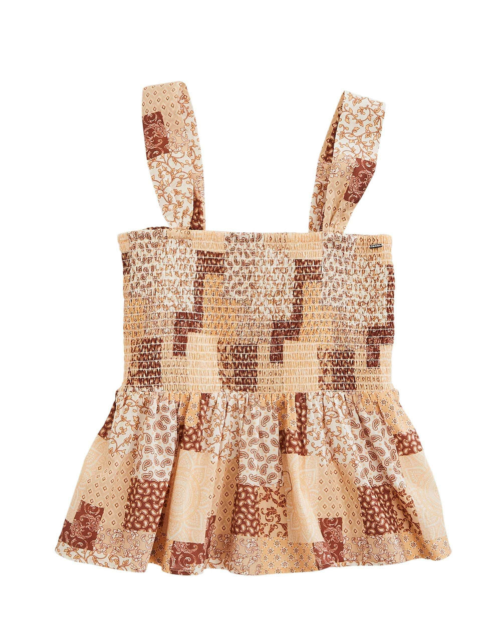 Tin Haul Womens Sleeveless Sunrise Patchwork Print Top - TIN HAUL - Flyclothing LLC