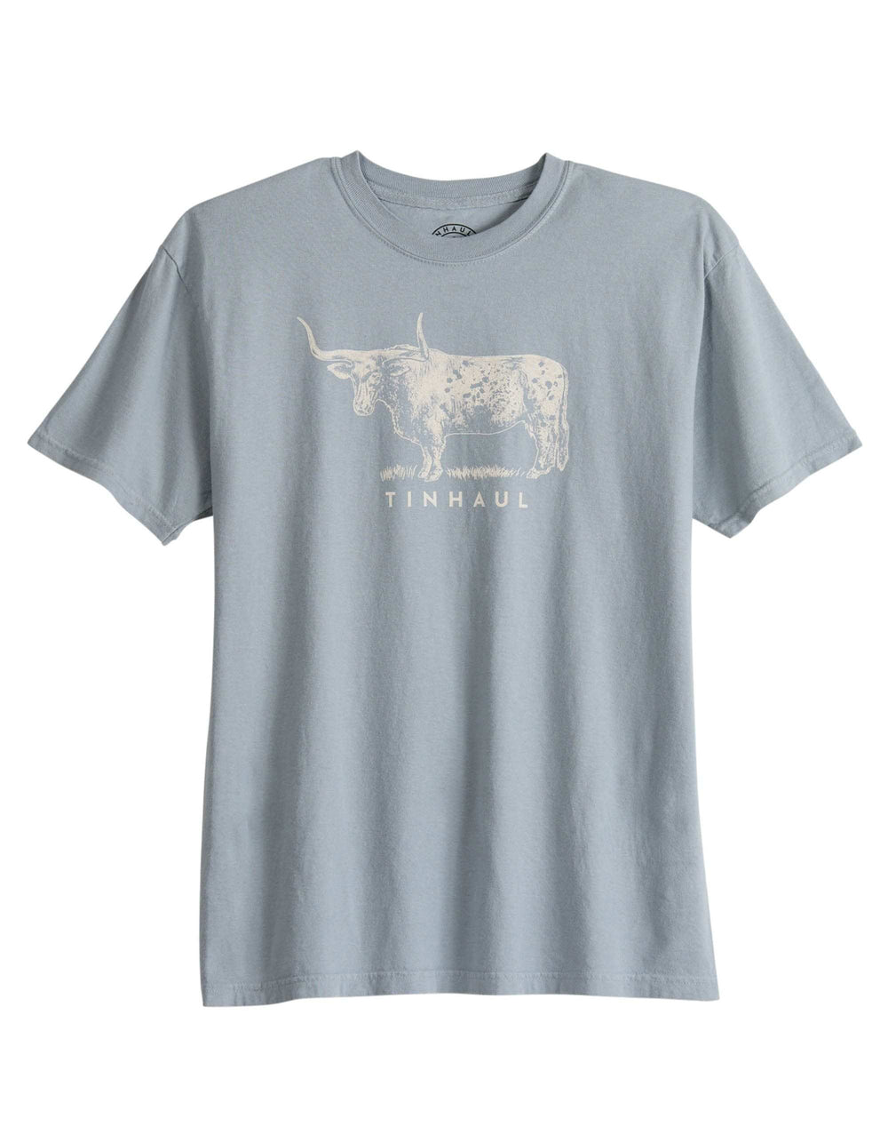 Tin Haul Unisex Short Sleeve Tin Haul Bull Standing Screen Print T Shirt Heavyweight Light Grey - TIN HAUL - Flyclothing LLC