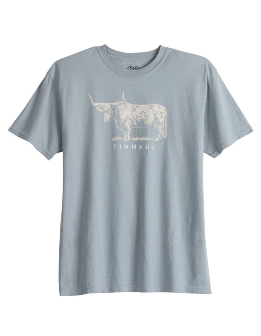 Tin Haul Unisex Short Sleeve Tin Haul Bull Standing Screen Print T Shirt Heavyweight Light Grey - TIN HAUL - Flyclothing LLC