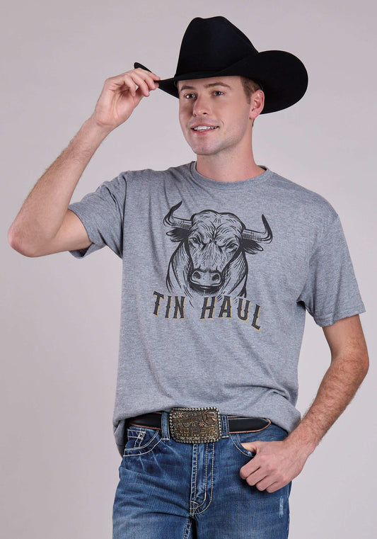 Tin Haul UNISEX STARRING BULL SCREEN PRINT SHORT SLEEVE PULLOVER WESTERN SHIRT - Tin Haul - Flyclothing LLC
