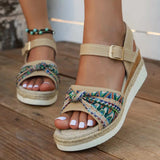 Open Toe Platform Wedge Sandals - Trendsi - Flyclothing LLC