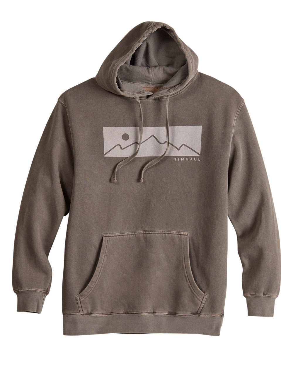Tin Haul Menstin Haul Pullover Hoodie Mountain Screen Print Pigment Dyed Brown - TIN HAUL - Flyclothing LLC