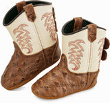 Old West Brown Ostrich Print Foot White Shaft Poppets - Old West - Flyclothing LLC