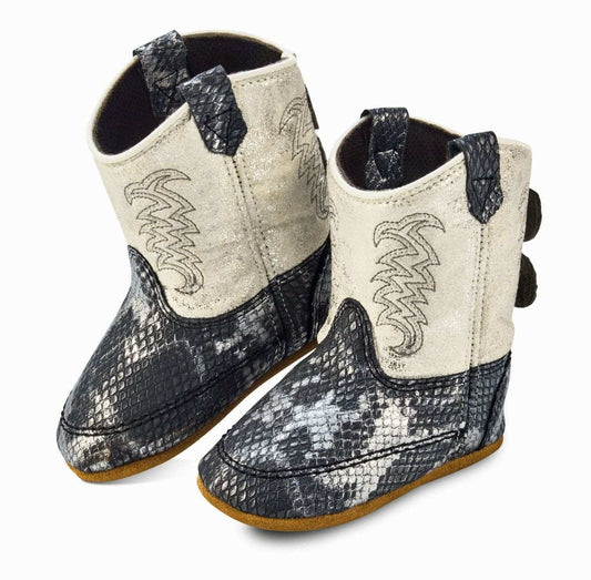 Old West Black Sliver Snake Print Foot Antique White Shaft Poppets - Old West - Flyclothing LLC