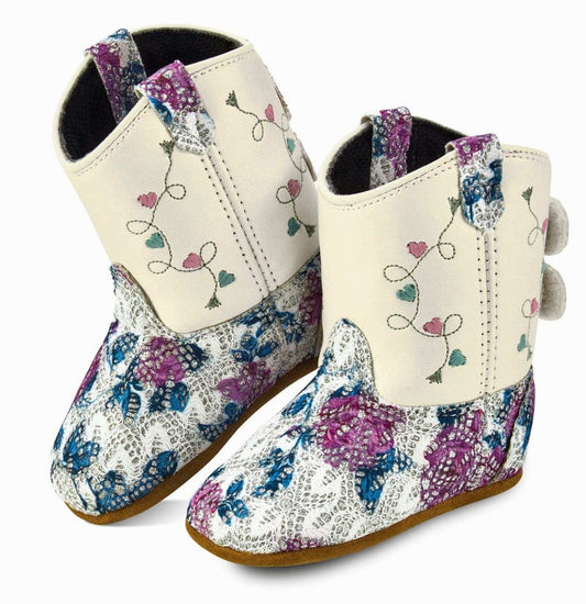 Old West Flower Print Foot White Shaft Poppets - Old West - Flyclothing LLC