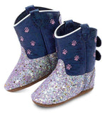 Old West Glitter Paw Print Toddler Round Toe Boots - Old West - Flyclothing LLC