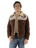 Leatherwear mens 50% leather 50% polyester Chocolate Knit inset jacket - Scully Leather - Flyclothing LLC