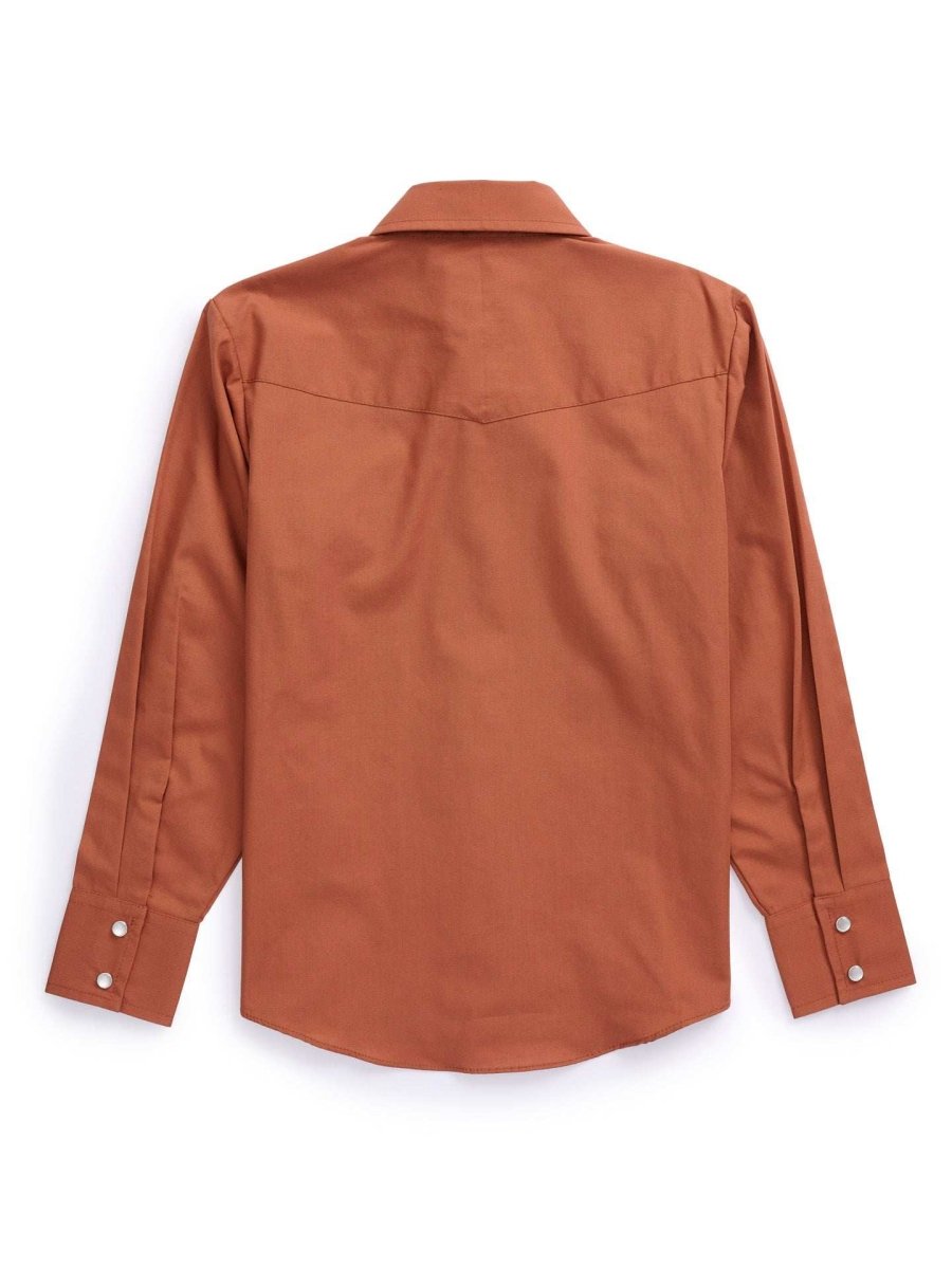 Boy's Ely Cattleman Long Sleeve Solid Rust Western Snap Shirt - Ely Cattleman - Flyclothing LLC