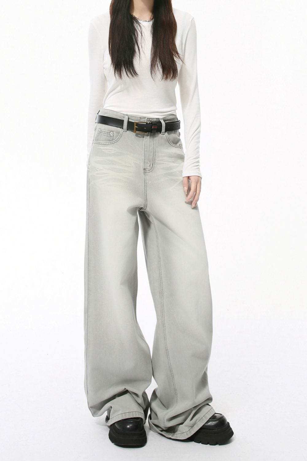 Wide Leg Jeans with Pockets - Trendsi - Flyclothing LLC