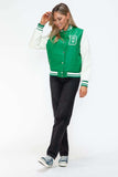 Love Me Now PU Leather Contrast Snap Down Bomber Jacket - Trendsi - Flyclothing LLC