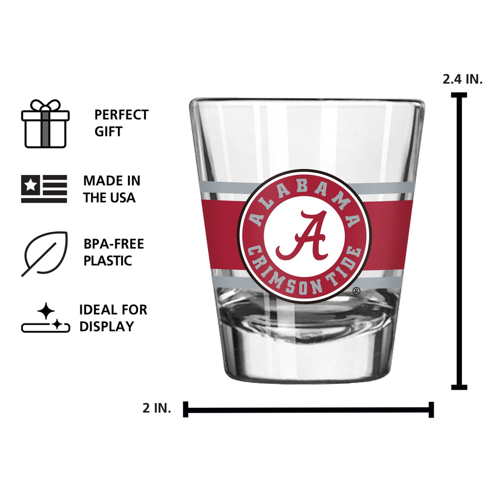 Alabama 2oz Stripe Shot Glass - Logo Brands - Flyclothing LLC