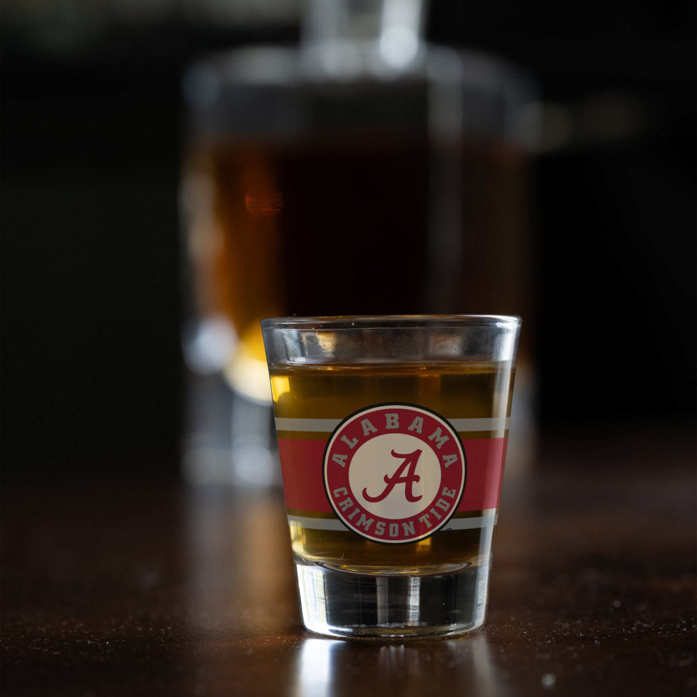 Alabama 2oz Stripe Shot Glass - Logo Brands - Flyclothing LLC