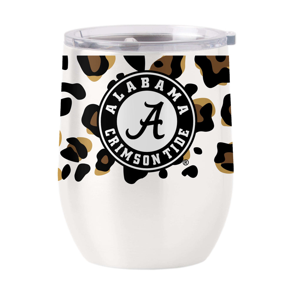 Alabama 16oz Neutral Leopard Stainless Curved Beverage - Logo Brands - Flyclothing LLC