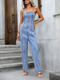 Spaghetti Strap Denim Overalls with Pockets - Trendsi - Flyclothing LLC