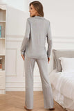 Button Up Long Sleeve Top and Pants Lounge Set - Trendsi - Flyclothing LLC
